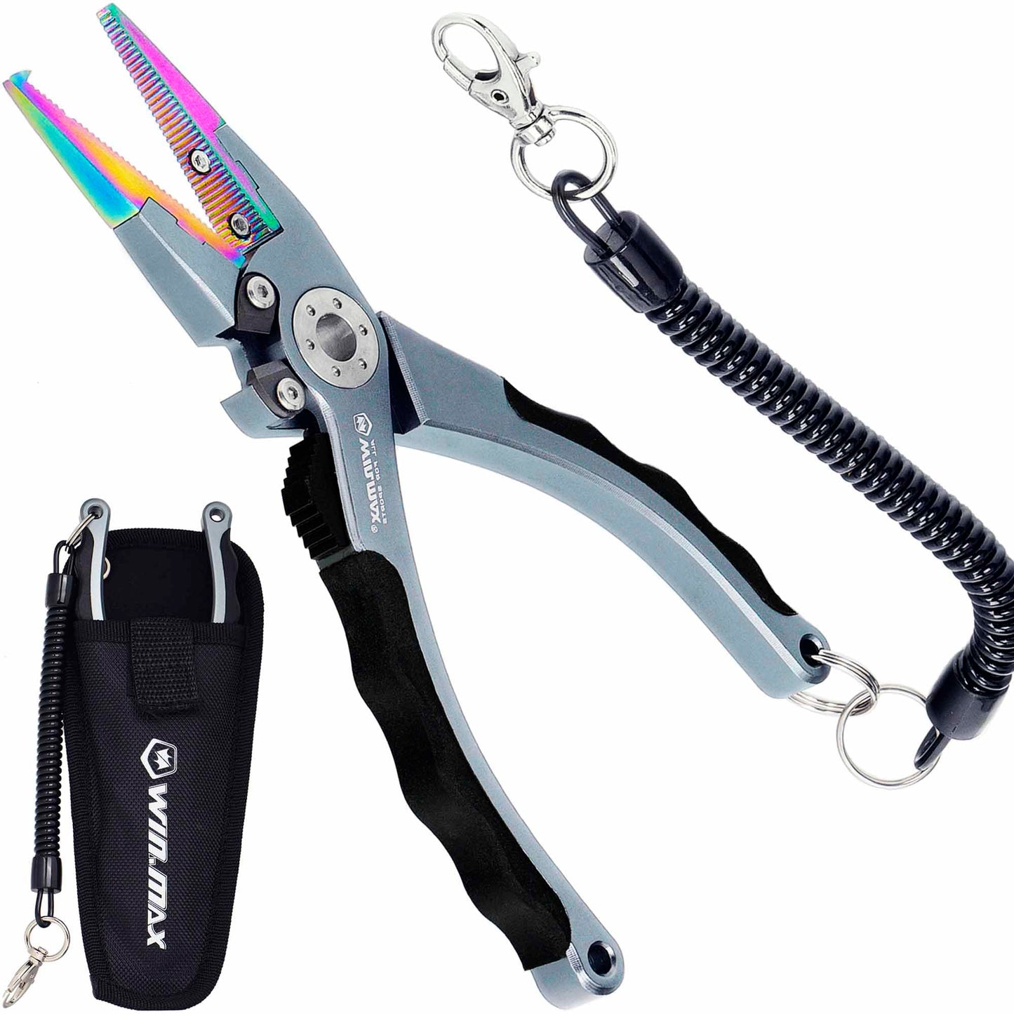 Fishing Pliers for Saltwater & Freshwater, with line Cutter, 6 or 7.5 inch, Hook Remover Pliers, SUS420 Jaws with Titanium Coating, Tungsten Carbide Cutter (Black, 7.5 inch)