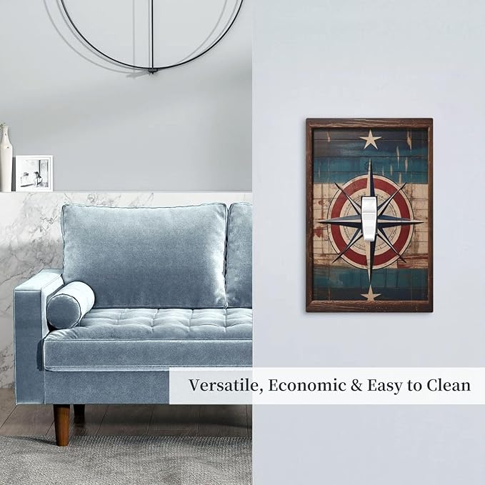 Decorative Art Light Switch Covers Nautical Rustic Star Emblem Single Toggle Wall Plate Decorative Switchcover Electrical Switchplate for Home Decor
