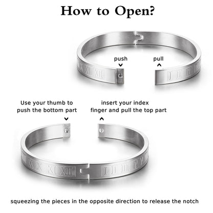 YADOCA 3Pcs Stainless Steel Bracelets for Men Roman Numeral Bangle Bracelet Adjustable Cuff Bracelet Twisted Cable Bracelet Mens Luxury Bracelets Jewelry Gifts Gold/Silver/Black