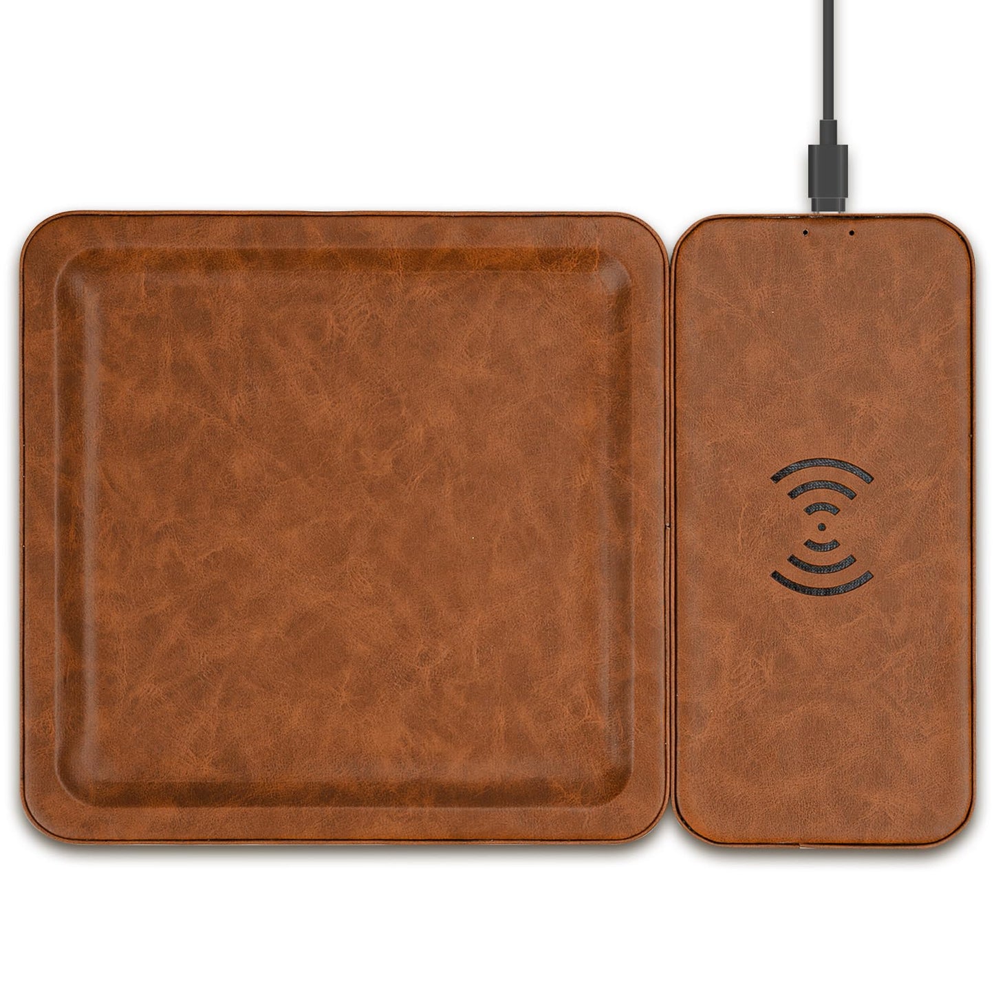 PU Leather Wireless Charging Station and Valet Tray, Gift for Men Husband Dad from Wife Daughter Son, Nightstand Organizer for Men Women, Boyfriend Anniversary Birthday Gifts for Him