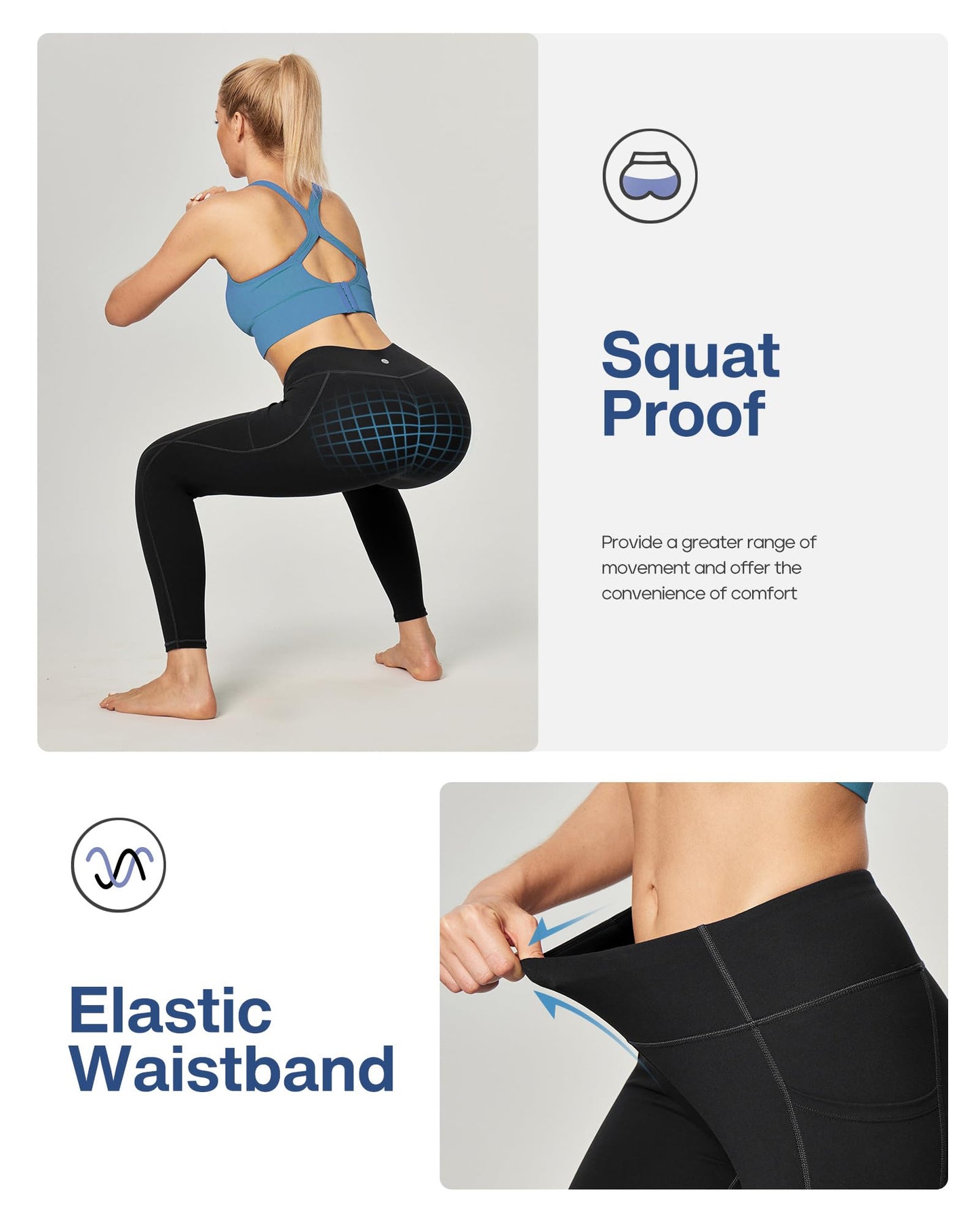 Heathyoga Leggings with Pockets for Women Tummy Control High Waisted Yoga Pants Women Compression Workout Leggings Black