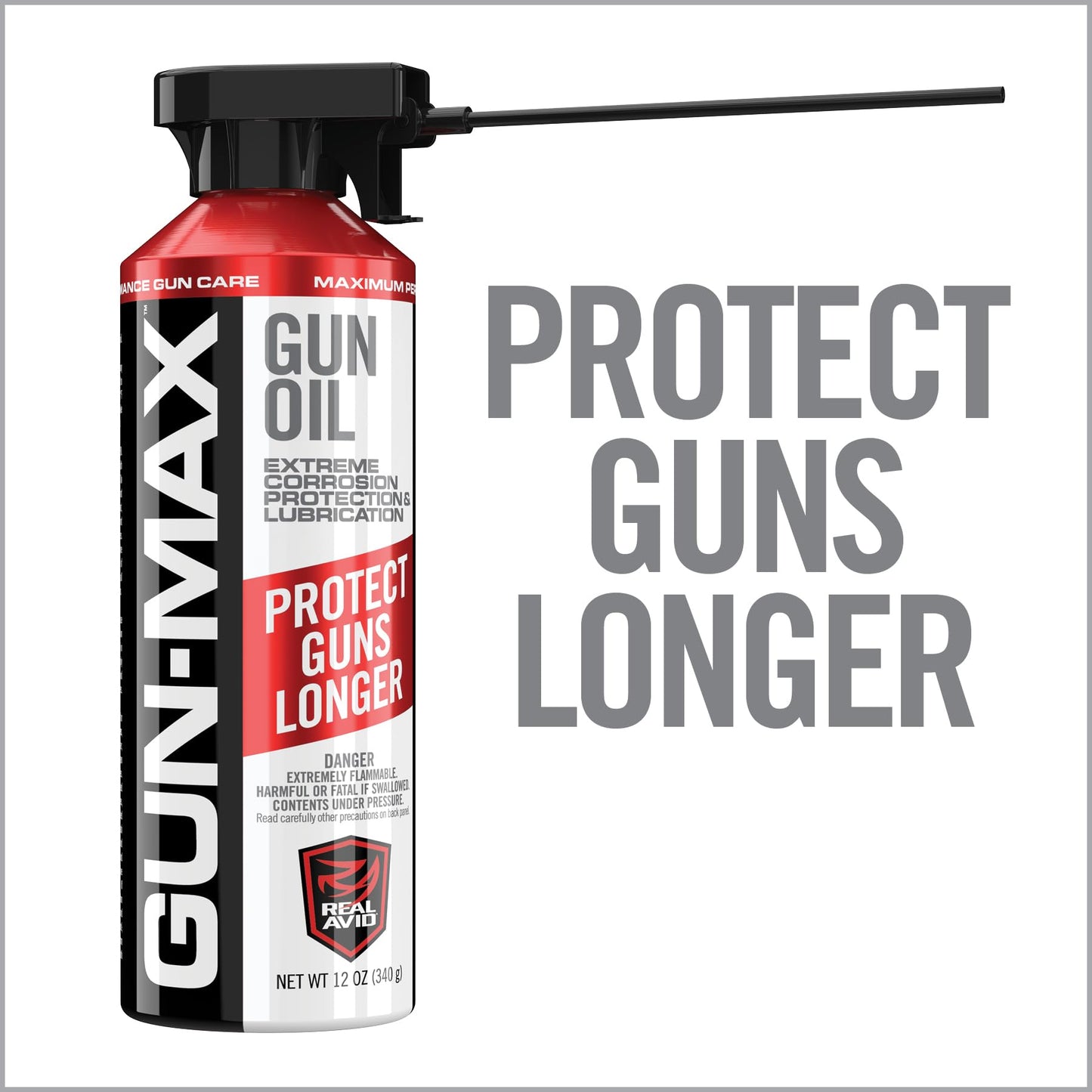 Real Avid Gun Max Gun Oil - 12 Ounce Gun Oil and Cleaner - All-in-One Shooter Lube Rust Protectant & Gun Oil Lubricant - High Performance Gun Lube