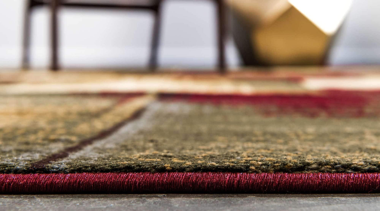 Unique Loom Barista Collection Area Rug - Timor (4' 1" Round, Multi/ Red)