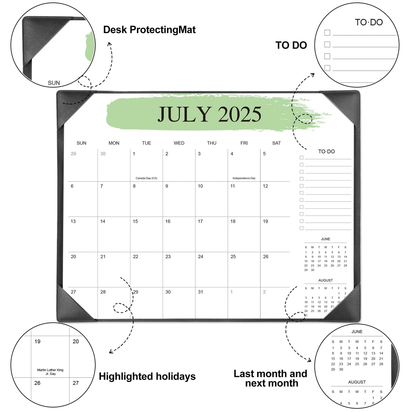Desk Calendar 2026-2027 with Desktop Mat – 22" x 17" Large Desk Calendars with Desktop Pad, 18-Month Teacher Desk Calendar from Jan 2026–Jun 2027, for Office, School & Home Use (Black)