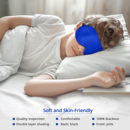 Kids Sleep Mask Eye Cover, 100% Real Natural Pure Silk Eye Mask with Adjustable Strap, Blindfold Kids Eye Mask for Sleeping, Eye Shade for Boys Girls and Adult, Pressure-Free Comfort (Black)