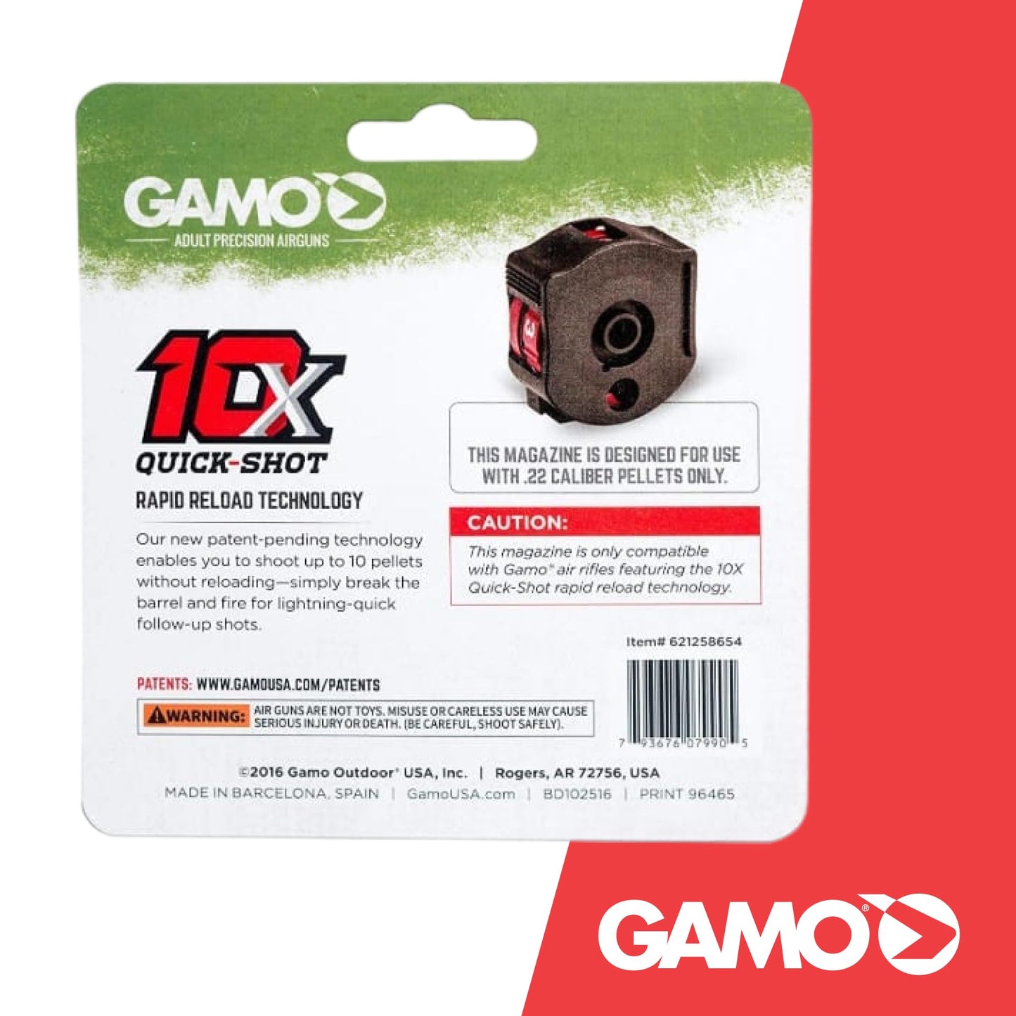 Gamo 10X Quick‑Shot Compatible 10‑Round Magazine -.22 Caliber