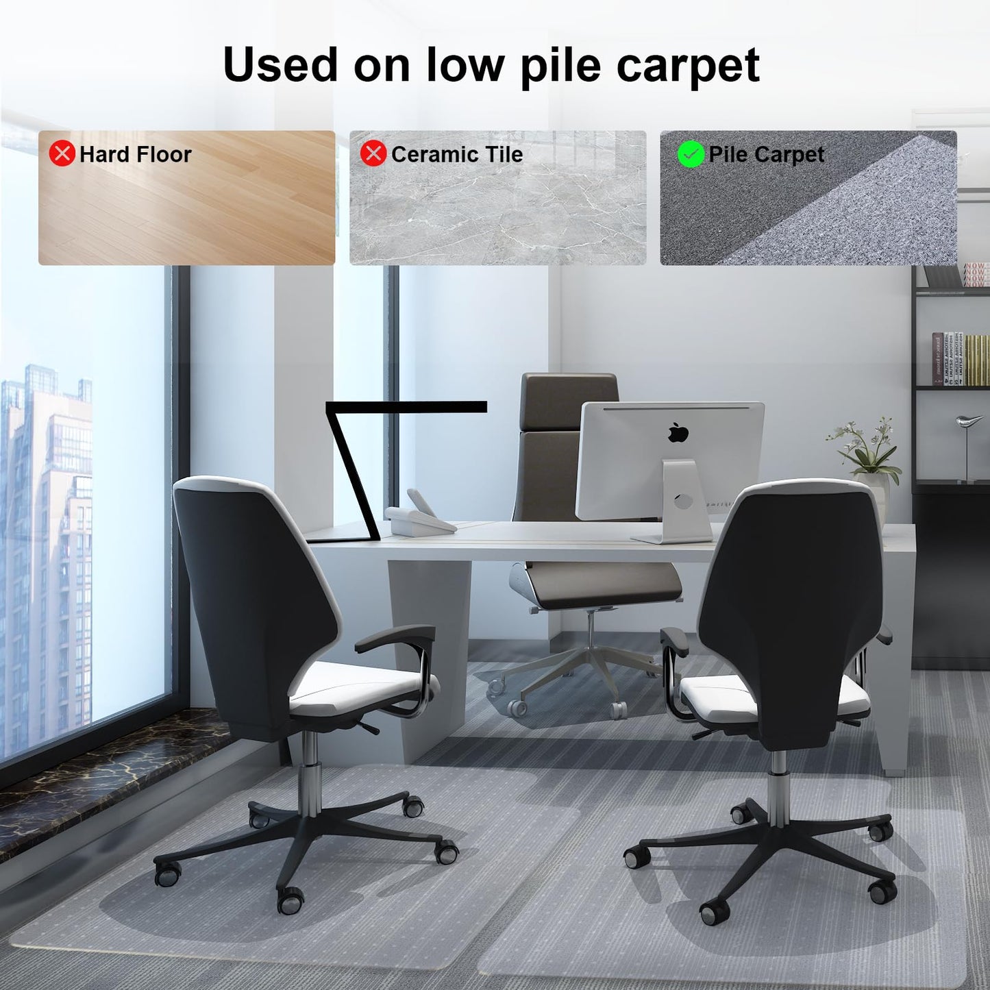 Heavy Duty Chair Mat for Carpet,46"x60" Office Floor Mat for Carpeted Floors,Under Desk Mat for Low Pile Carpet,Mat for Office Chair on Carpet