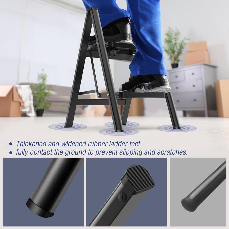 HBTower 2 Step Ladder - Lightweight Folding Step Stool with Anti-Slip Pedal | 330 Lbs Capacity, Portable Design