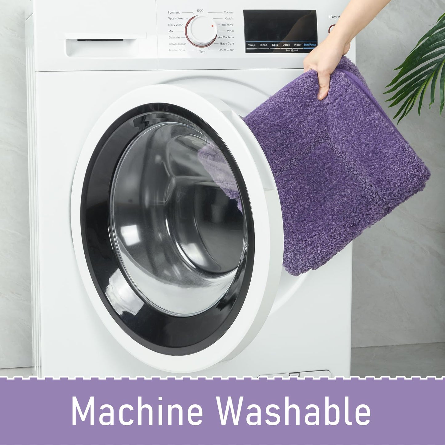LOCHAS Bathroom Rugs, 24" x 48" Long Bath Rug, Non Slip Washable Bathroom Runner Rug Soft Thick Absorbent Bath Mat for Shower, Shaggy Plush Luxury Large Bath Rug, Purple