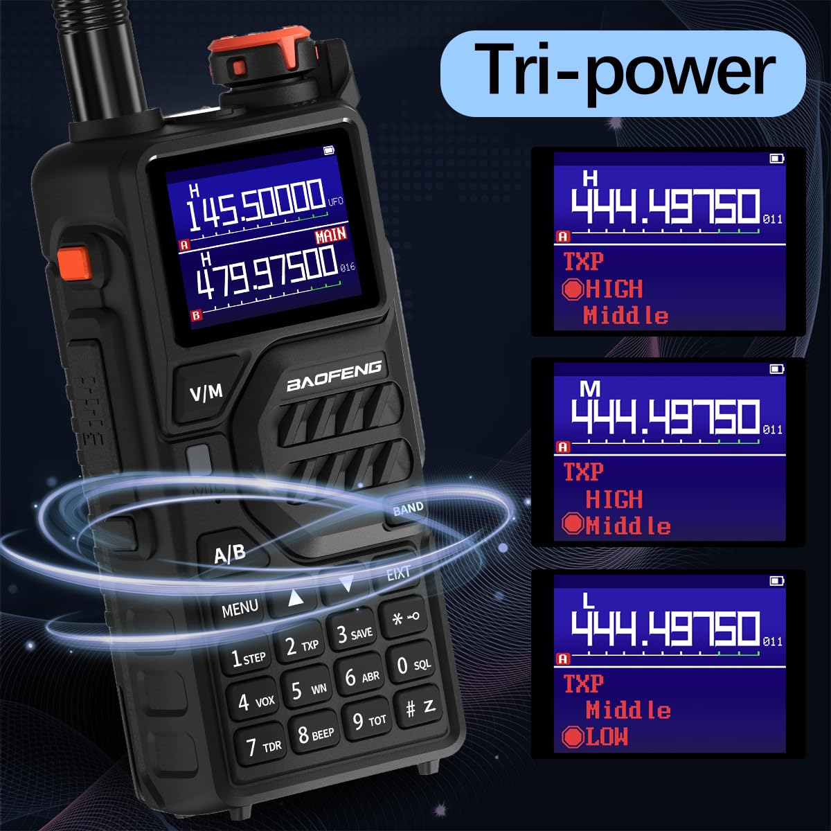 BAOFENG K5PLUS Radio Ham Radio 10W Rechargeable Walkie Talkies Long Range UV32 5RM Handheld Two Way Radio NOAA Weather Radio with Copy Frequency,USB-C Charging for Hunting Survival Gear