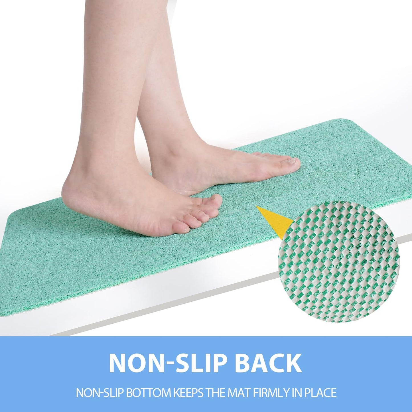 Hargiis Non-Slip Bathtub Mat, Anti Slip Shower Mat, Fast Drying Bathtub Mats, Foot Scrubber Mat, Anti Slip Mat for Tub, Floor, Bathroom, Kitchen, Home, Hotel (Light Green 24"×24")