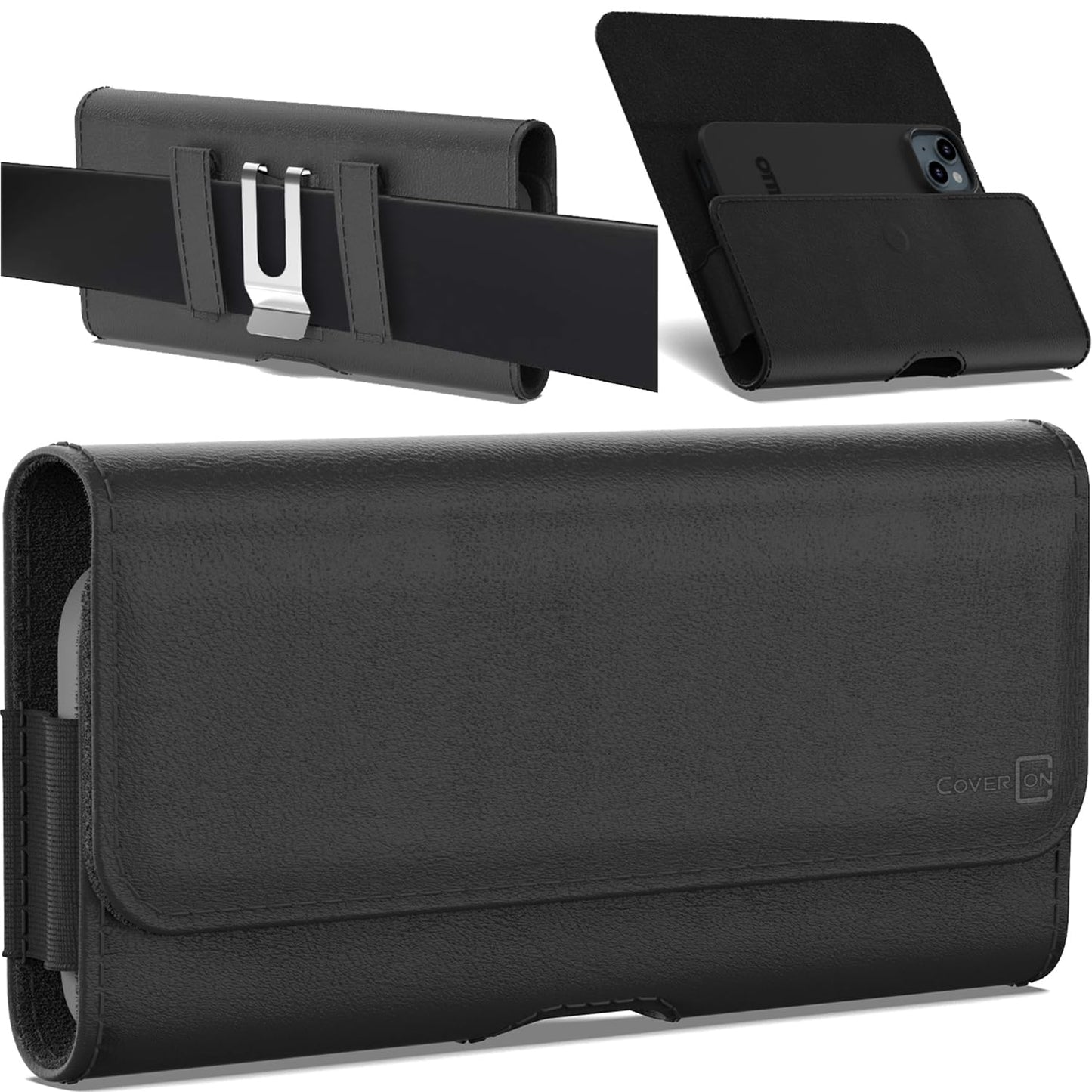 CoverON Holster for Motorola Moto G Power/G Play/Moto G/G36 G06 G57 Pure G05 G15 G100 2026 2025 2024 2023 Cell Phone Case Belt Clip Magnetic Carrying Leather Pouch (Fits with Otterbox or Case on)