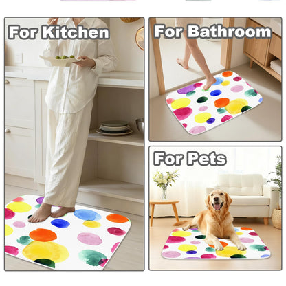 TheBlackSpot Colorful Cartoon Polka Dot Bathroom Rugs Bath Mat Sets 3 Piece Imitation Cashmere Imitation Cashmere Anti Slip Mats,U-Shaped Contour Shower Mat