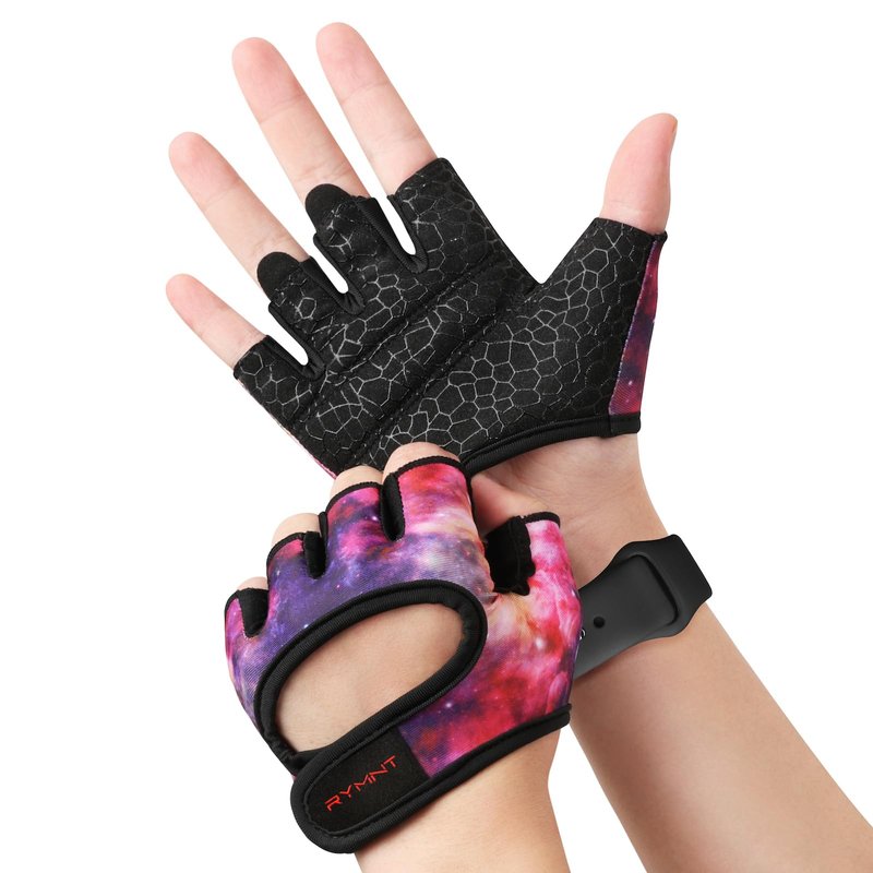 RYMNT Minimal Weight Lifting Gloves,Short Micro Workout Gloves Grip Pads with Full Palm Protection & Extra Grip for Men Women Weightlifting,Gym,Exercise Training.Galaxy-Large