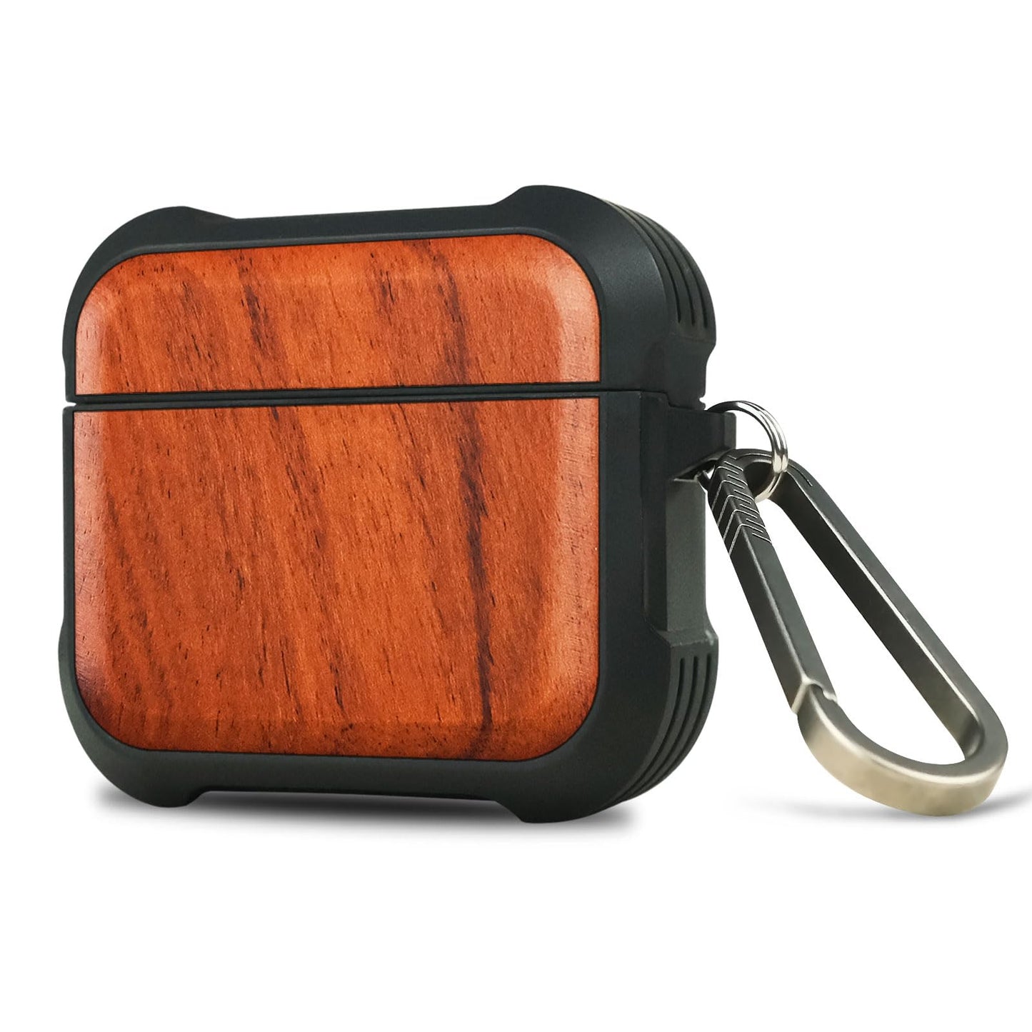 Carveit Wooden Case for AirPods 4 Case (2024) (USB-C) 4th Generation, Wood Artisan Engraved & TPU Shockproof Cover, Titanium Quick Released Clasp (Natural Grain) Rosy