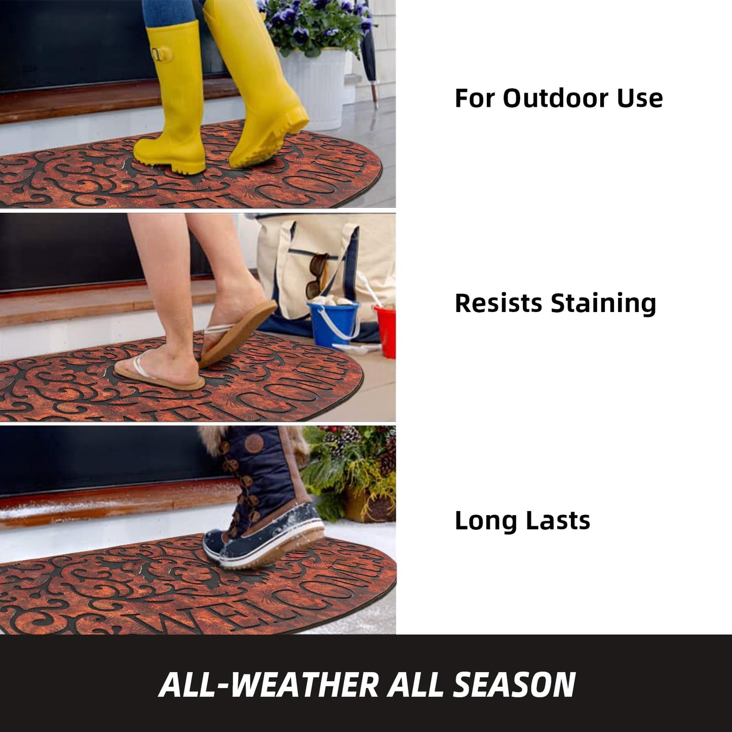 MTOUOCK Large 47"x 22" Heavy Duty Welcome Mats Outdoor with Non-Slip Rubber Backing - Durable Outdoor Door Mat for Front Door Entrance, Garage, Patio & High Traffic Areas（Welcome Mat Style 2）