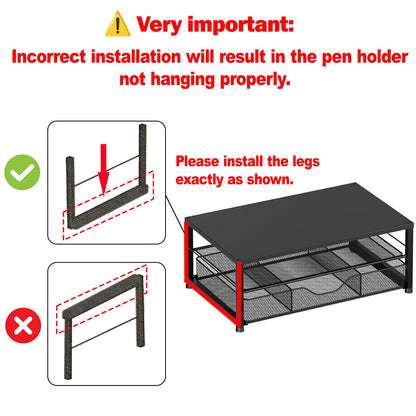 OPNICE Desk Organizer and Accessories, 2-Tier Computer Monitor Stand Riser with Drawer and 2 Pen Holders, Laptop Stand, Office Desk Accessories for Office Supplies, Black