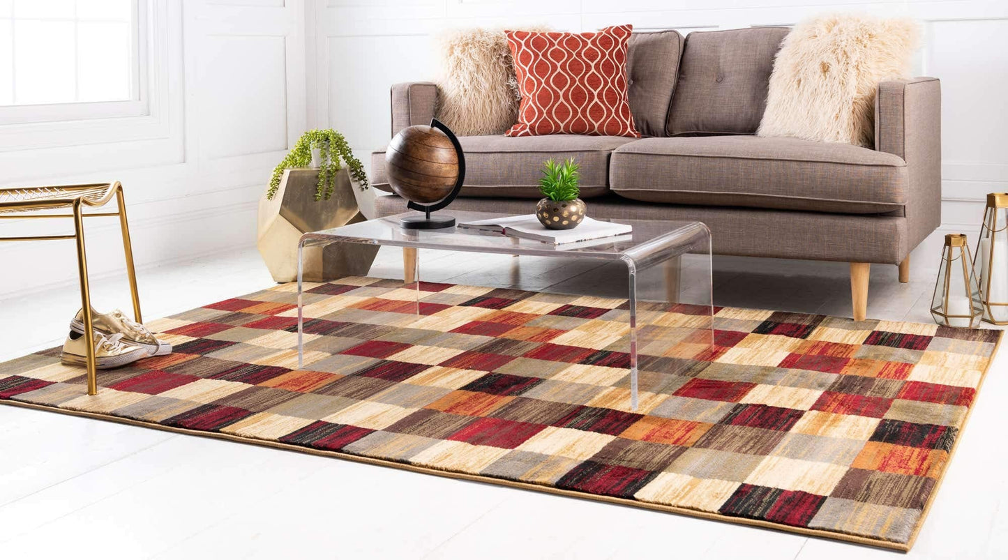 Unique Loom Barista Collection Area Rug - Gava (5' 3" x 8' Rectangle, Multi/ Brown)