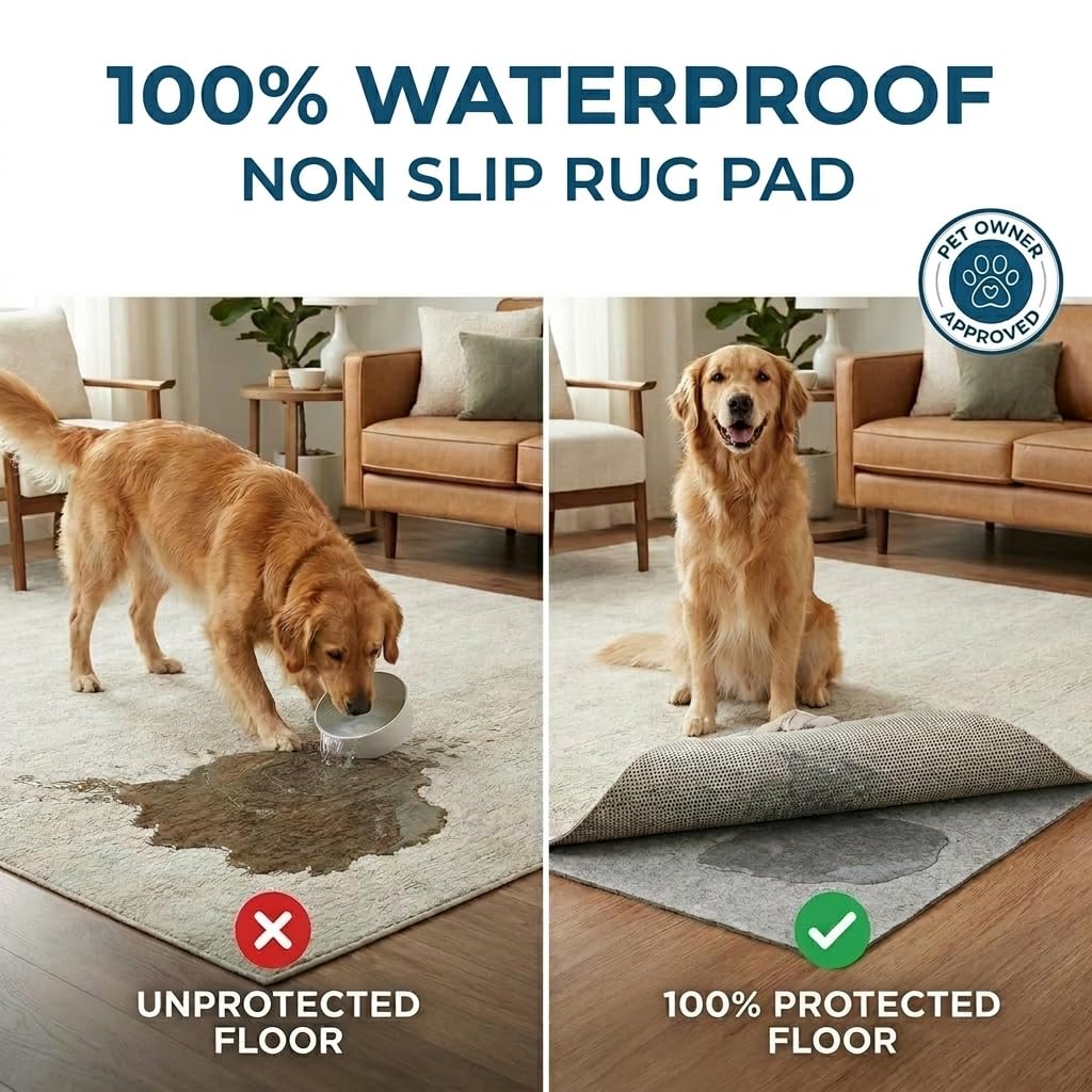 Waterproof Rug Gripper | 3x5 ft - 1/4" | Washable Non Slip Rug Pad - Safe for All Floors - Made in the USA - Protects Floors and Locks Rugs in Place - Pet-Friendly