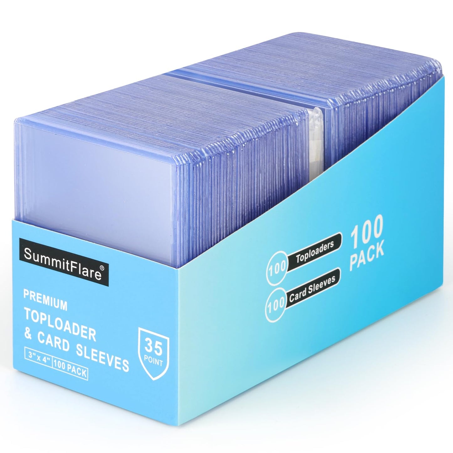 SummitFlare 200 Pack Card Sleeves & Top Loaders, Protects 100 Standard Cards, 3"x4" Hard Plastic Card Protectors, Premium Rigid Holder for Trading Sports Football Game Cards (100 Rigid + 100 Clear)