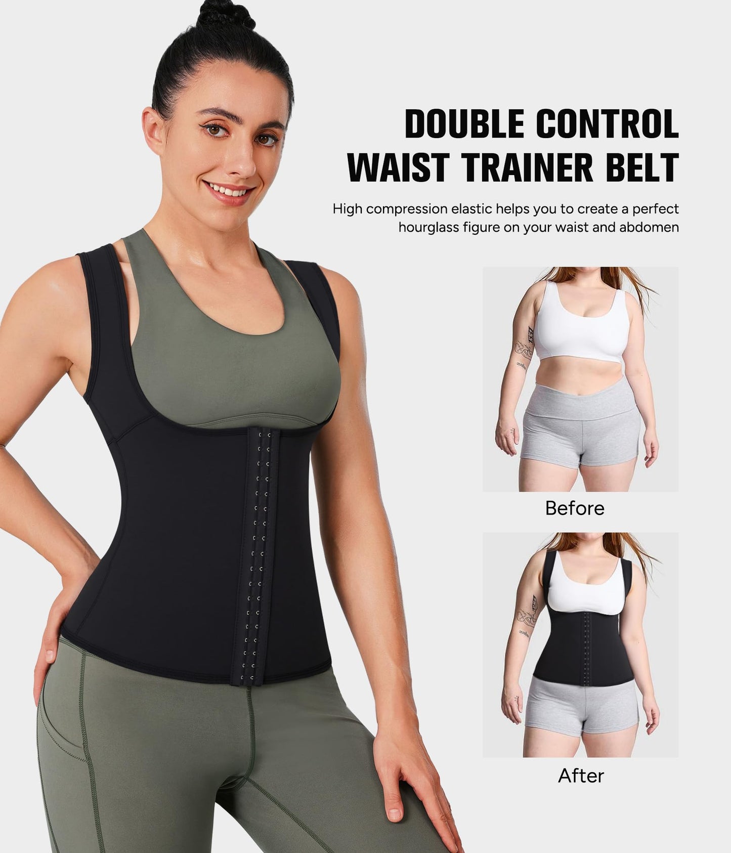 Eleady Best Neoprene Waist Trainer Corset Sweat Vest Weight Loss Body Shaper Workout Tank Tops Women (Black Sauna Suit, X-Large)