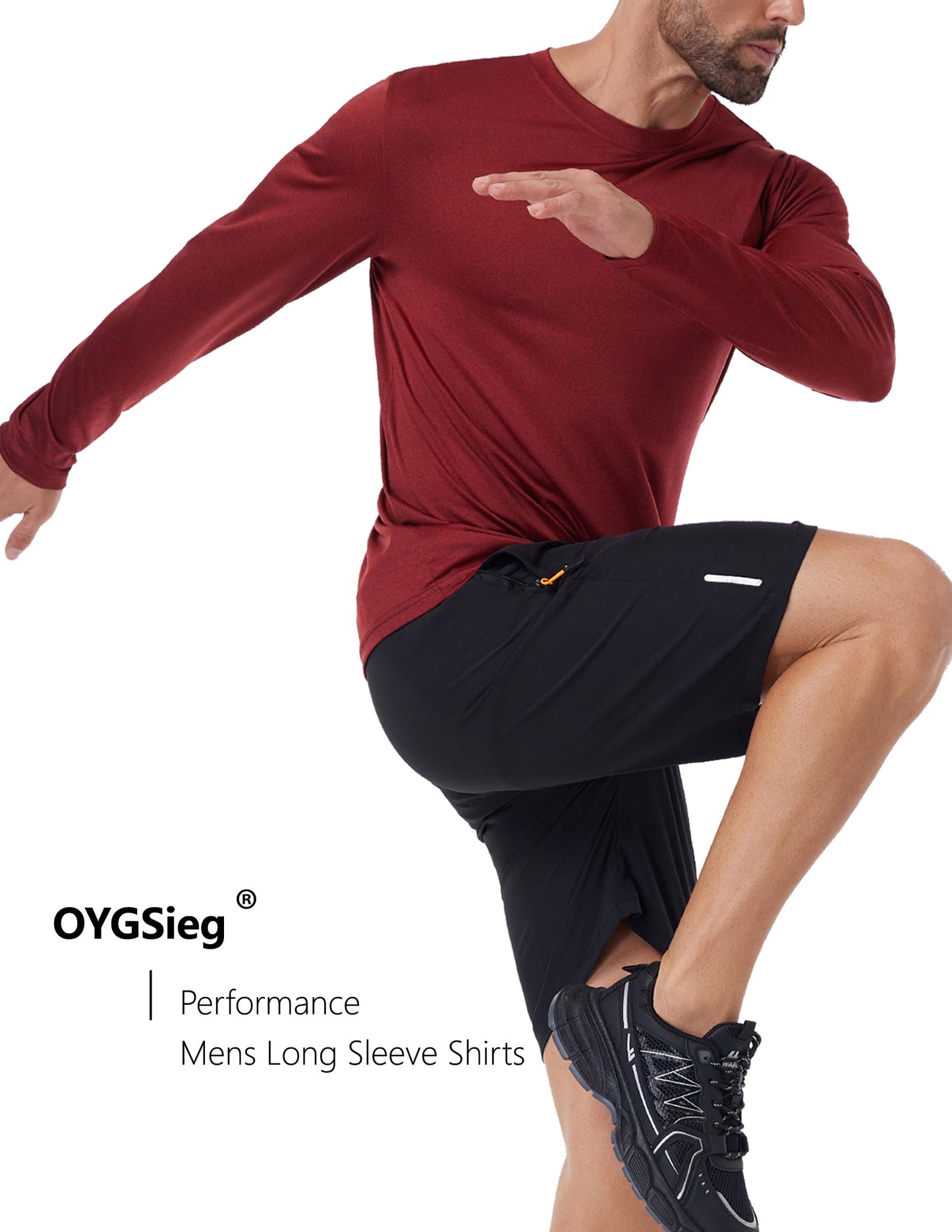 6 Pack Men's Quick Dry Long Sleeve Shirts Moisture Wicking Sun Protection UV UPF SPF Performance T-Shirt for Casual Workout L