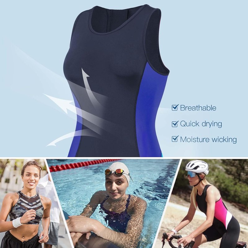 Women's Triathlon Suit - One-Piece Sleeveless Quick-Dry Tri-Suit with 3D Padded Design | Slimming Athletic Swimwear