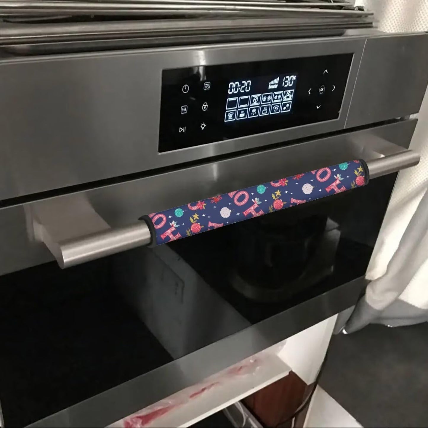 Tutolipy Ho Ho Ho Print Refrigerator Door Handle Covers Christmas, Dust-Proof Microwave Knob Protector Xmas Decor Kitchen Appliance Handle Cover 8 Pcs