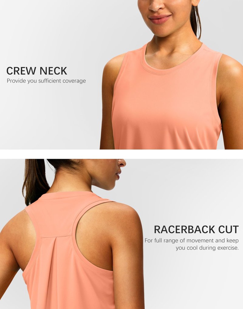 Women's Workout Tops Racerback Athletic Tank Tops Sleeveless Loose Fit Yoga Running Gym Shirts for Women(Coral,S)