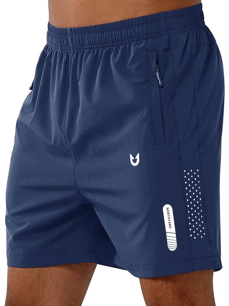 NORTHYARD Men's Athletic Running Shorts Gym Workout 7"/9"/5" Quick Dry Lightweight Sports Basketball Tennis 3 Zipper Pockets DARKBLUE-5inch 2XL