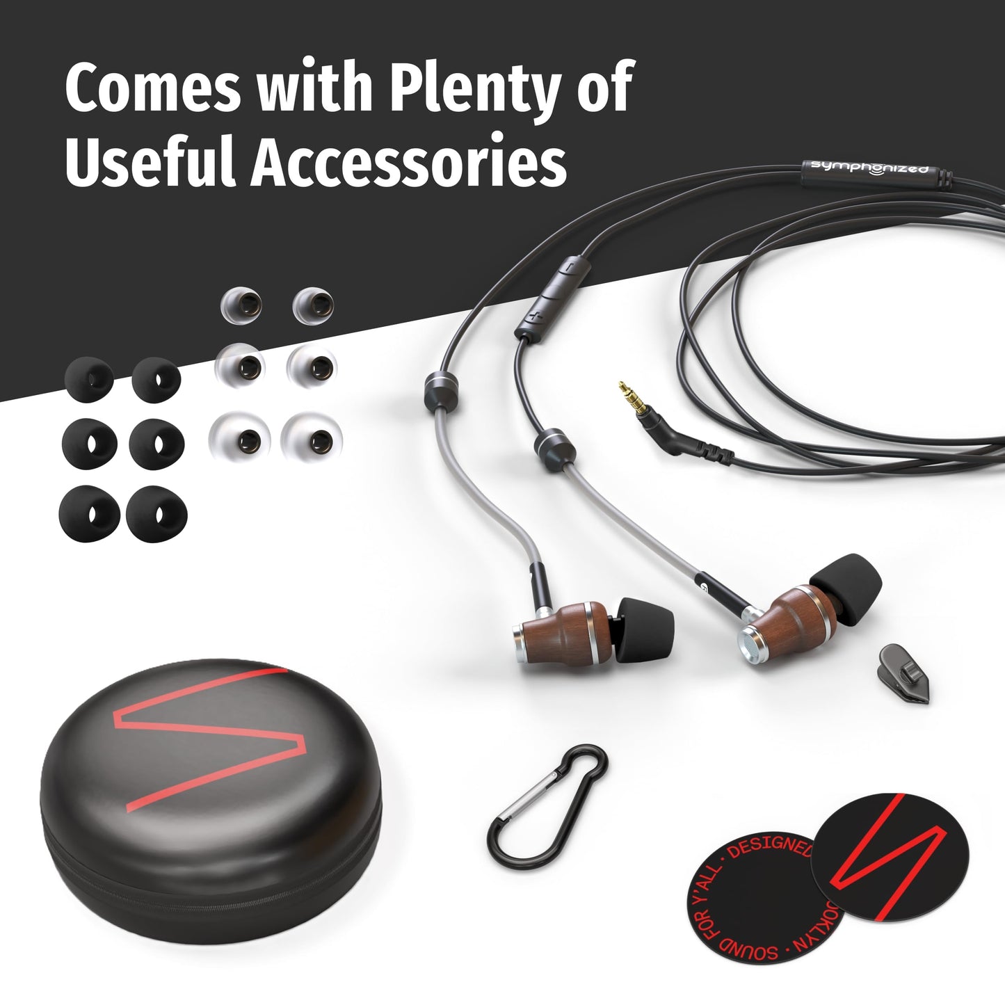 Symphonized Premium Airtube Headphones EMF Earbuds, 3D Sound, Microphone Volume Control, 8mm Bass Drivers Granting High Audio Quality 3.5mm Audio Jack