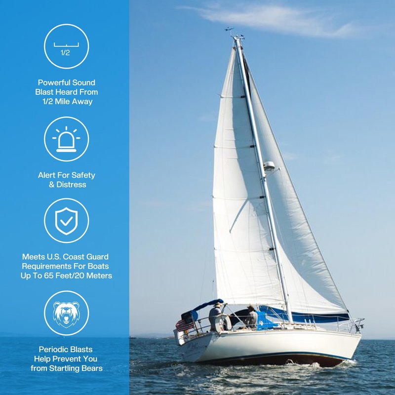 AIMSEIZE Air Horn Bear Horn: Air Horns For Safety Boat Horn For Self Defense - 115dB Heard Up to 0.5-Miles Away (1 Pack)