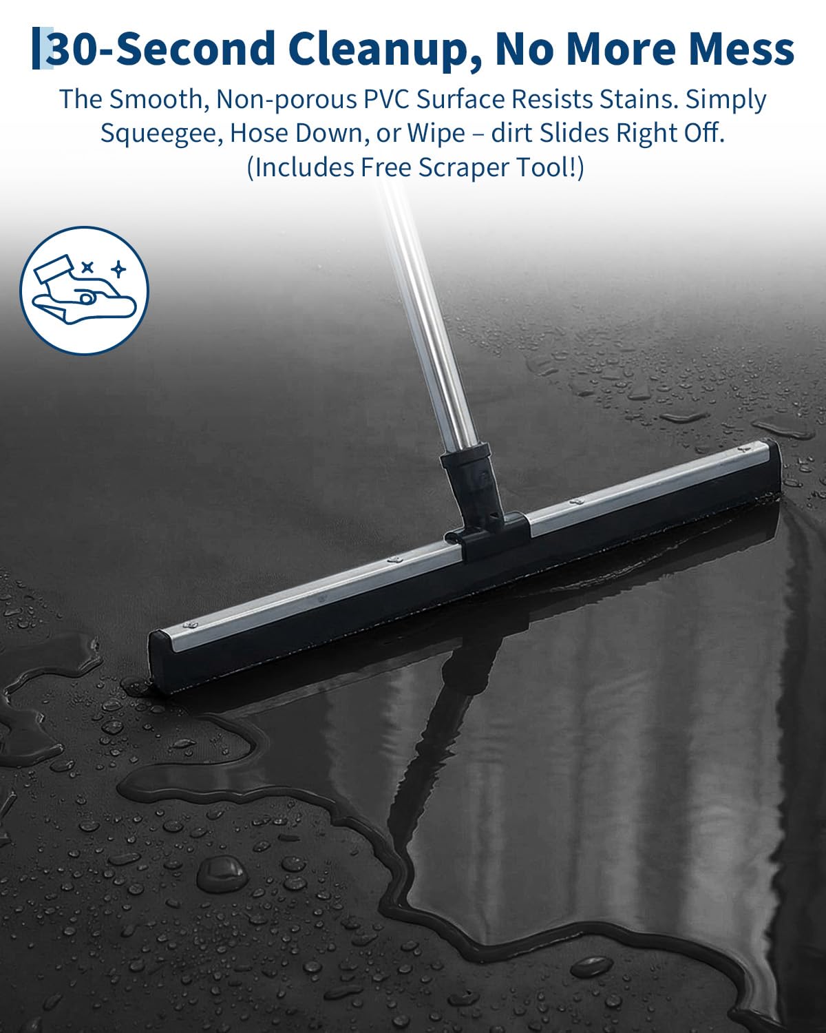 Garage Mat with Raised Edge, 1000D PVC Non-Slip Floor Protector for Cars Trucks SUVs, Snow Melt Containment Tray for Winter, Comes with Squeegee & 8 Attachment Straps, 4 Size Options (7.9x16 to 8.6x22