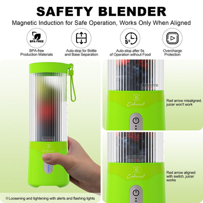 COKUNST 18oz Portable Blender, USB Rechargeable Personal Size Blenders, Smoothie Blender with 6 Blades for Protein & Shakes, Mini juicer with Extra Handle Lid for Travel Sports Outgoing