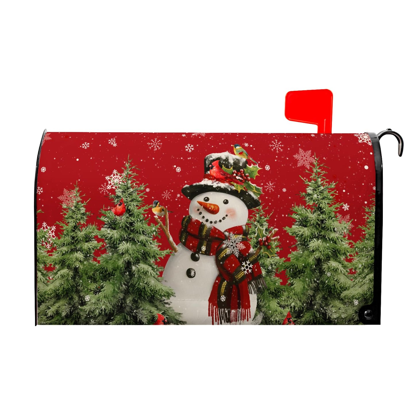 VentuCoven Christmas Snowman Mailbox Covers Winter Red Snowman Magnetic Mailbox Covers Xmas Tree Mail Box Wraps Standard Size 21x18 inch Home Decor Outdoor Yard Decoration for Garden
