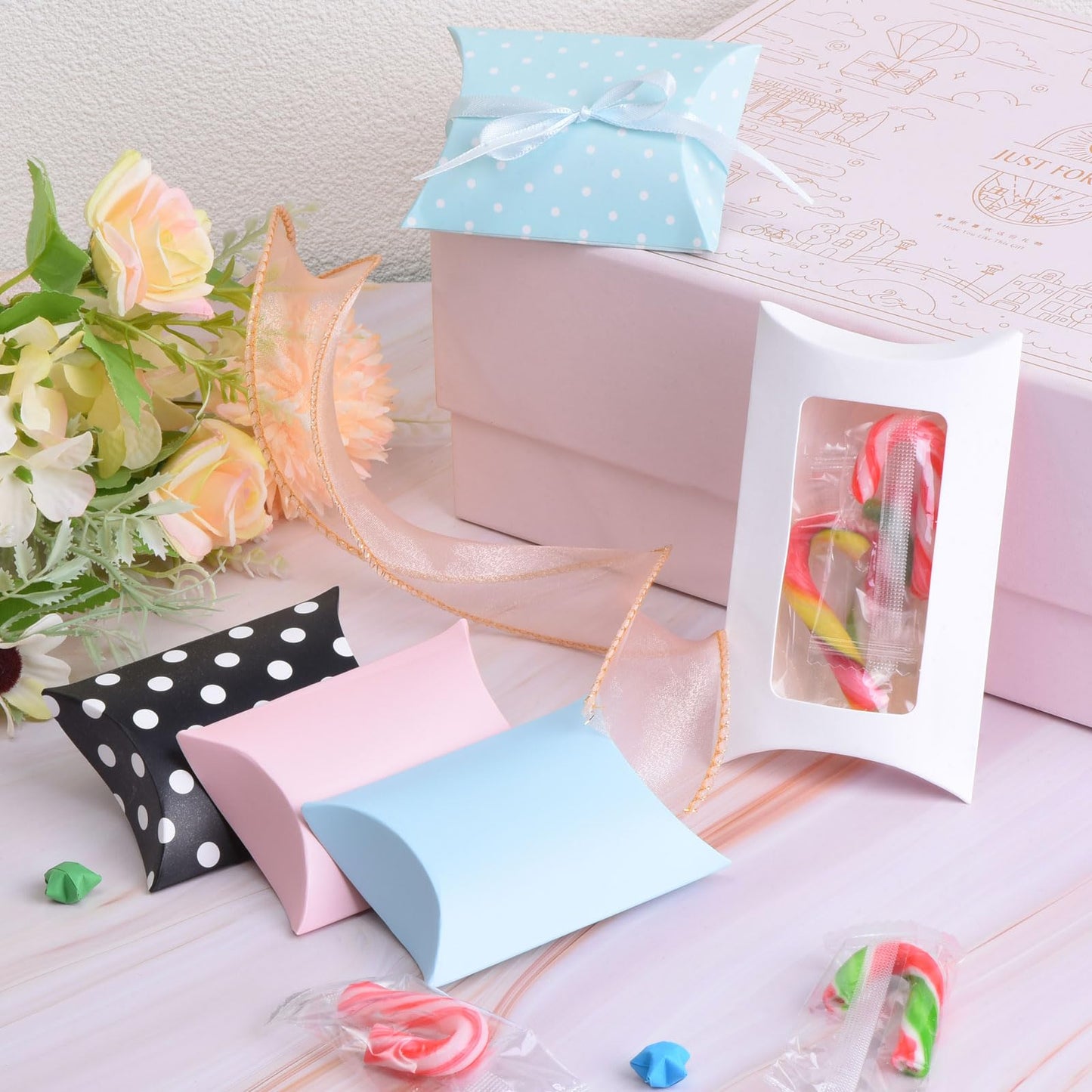 PATIKIL Pillow Boxes, 100 Pcs Wedding Gift Boxes Paper Box 3.5x2.6 Inch for Gift Wrap Wedding Parties, Red