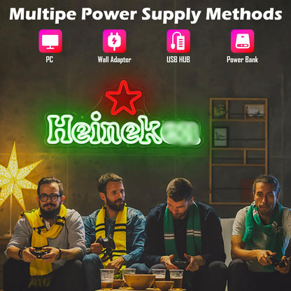 Beer Neon Sign Dimmable Western Rodeo Neon Light Signs for Wall Decor Cowboy Neon Sign for Man Cave Home Bar Beer Club Pub Bistro