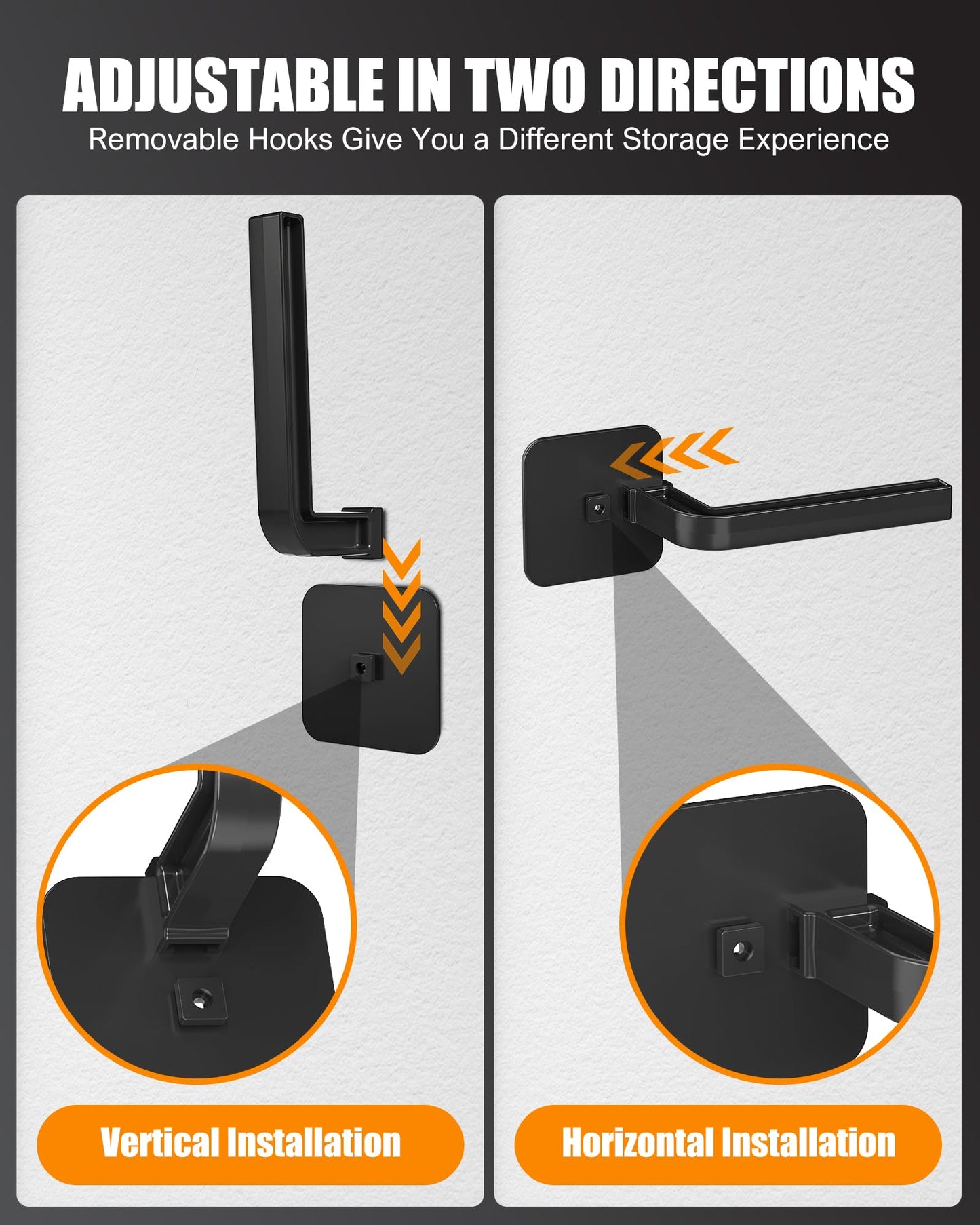 Sunfanie Hat Rack for Hat Storage (4-Pack), Multi-Purpose Hat Organizer, Strong Adhesive Hat Hooks for Wall Organizer for Baseball Caps, Two Mounting Options Hook, Black