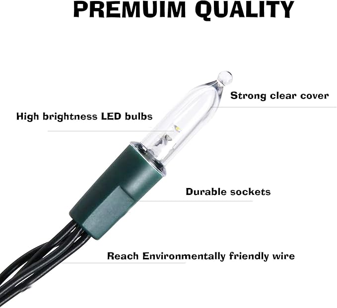 FUNPENY 50 LED Outdoor Christmas Lights, 16 FT Mini String Light with 8 Modes, Waterproof Tree Lights for Indoor Outdoor Patio Garden Party Wedding Christmas Decoration, Multi-Color