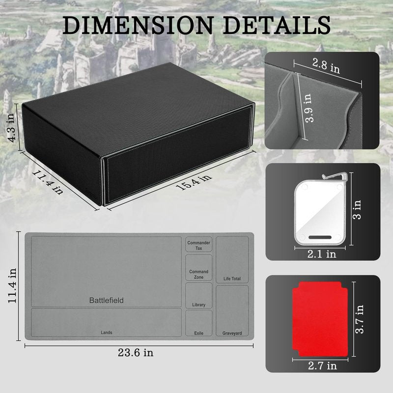 5 Row Trading Card Storage Box, 3800+Bulk Card Organizer Box with 20 Dividers & 5 Supporters, Graded Card Deck Box for YuGiOh, MTG, TCG Black/Grey