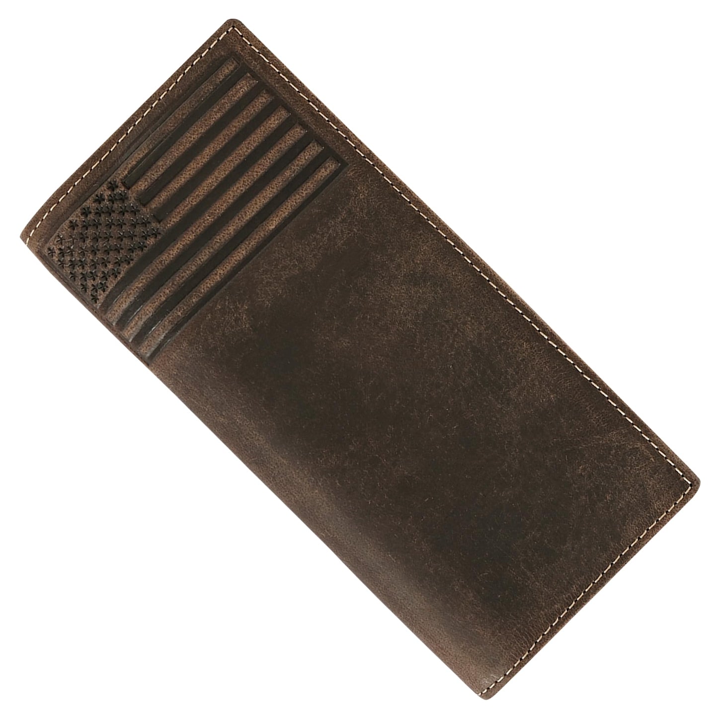 ELIZO Leather Long Wallet for Men Western Wallet Rodeo Mens Wallet Flat Bifold Wallets for Men Biker Billfold Wallet for Men Cowboy Wallet RFID Wallet for Men with Credit Card Holder