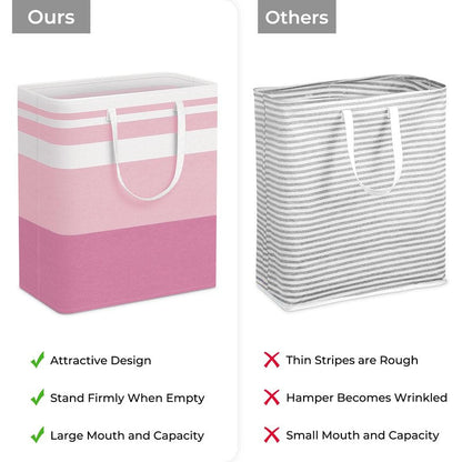 HomeHacks 2 Pack Large Laundry Baskets, Waterproof, Freestanding Laundry Hampers, Collapsible Clothes Hamper with Reinforced Handles in Laundry, College Dorm, Bathroom, Bedroom (Pink, 100Lx2)