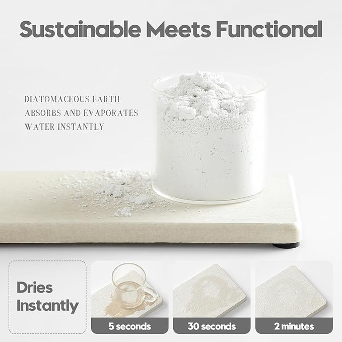 2PCS Bathroom Sink Vanity Trays, Water Absorbing Diatomite Stone Drying Soap