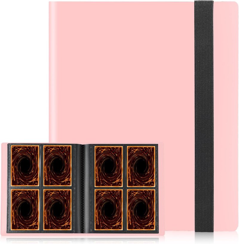 Trading Card Binder - Upgraded 4-Pocket Mini Album with 160 Pockets | Pink Card Book Holder