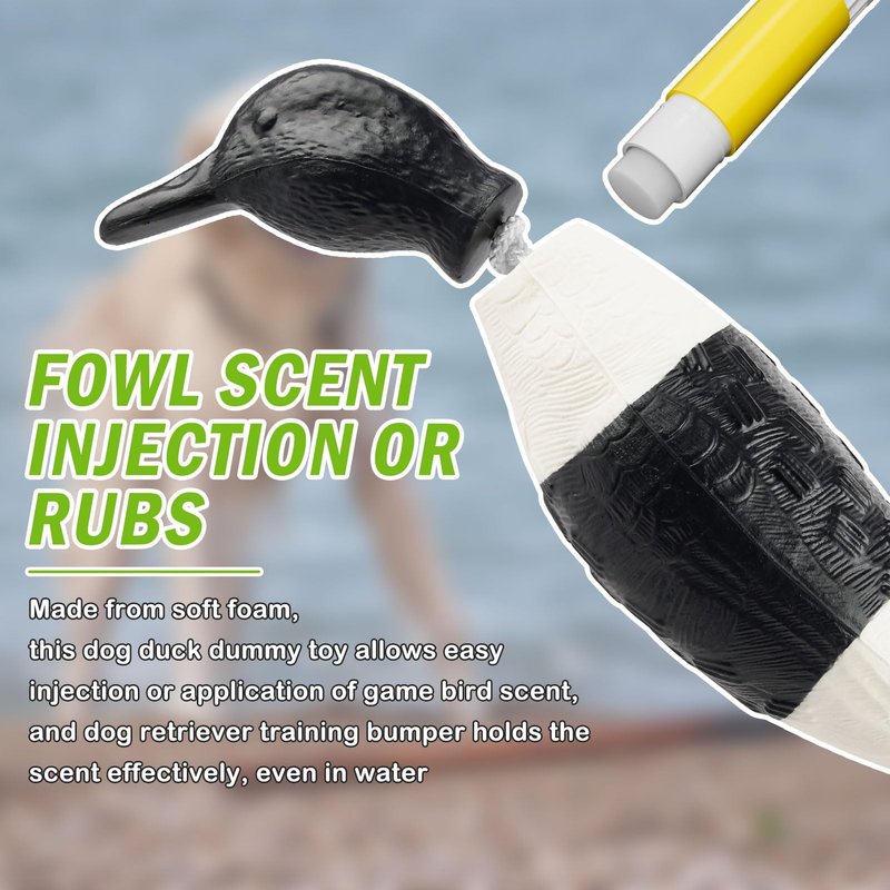 Archerest Dead Black and White Duck Dummy Bumper Toys for Waterfowl Hunting Retriever Dog Training, Floating Bird Dummy Trainer Outdoor Soft Durable Realistic Fowl