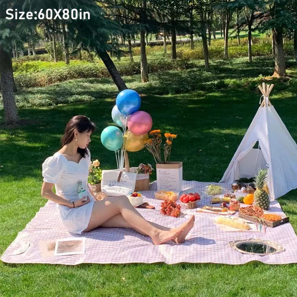 K Y KANGYUN Outdoor Picnic Blanket, Extra Large Beach Blankets, Foldable Lightweight Waterproof Sand Mat, Picnic Blanket 80" x 60" for Beach Camping Hiking Park Patio (Brown, 80x60 inch)