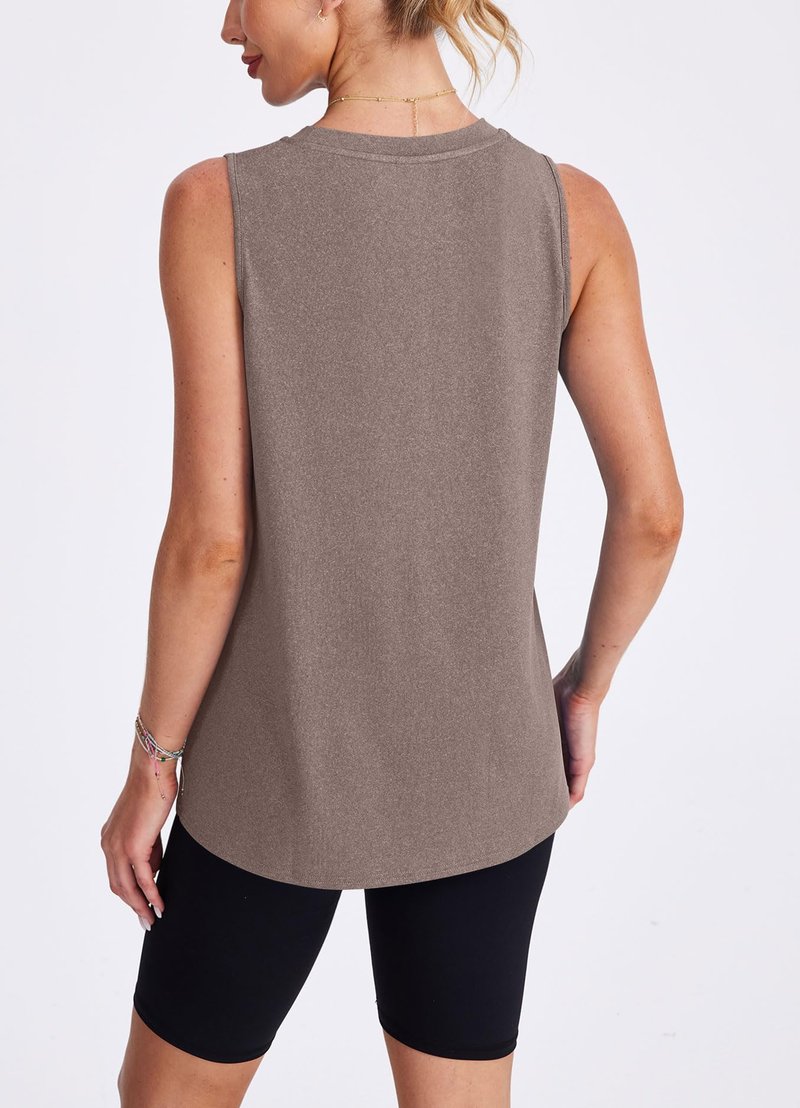 XIEERDUO Workout Tank Tops for Women Sleeveless Running Shirts Activewear Gym Yoga Tops Camel Brown L