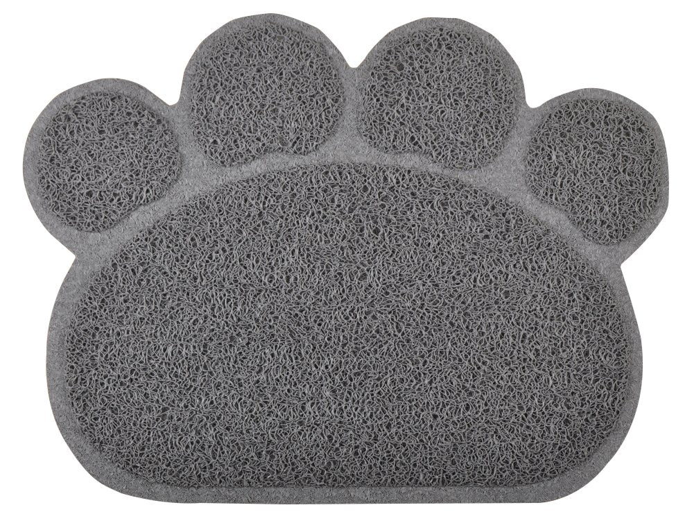DM Paw-Shaped Cat Litter Box Debris Catcher Mat, 15.75x11.75 Inches (Gray)