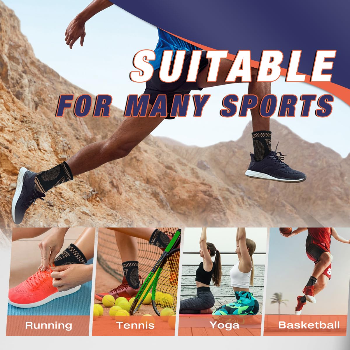 DRNAIETY Copper Ankle Brace for Men & Women - 1 Pair Ankle Compression Sleeve, Compression Support for Plantar Fasciitis, Achilles Tendonitis, Foot Pain, Swelling - Everyday Use (X-Large)