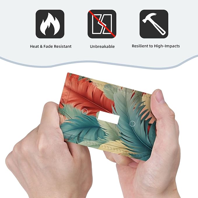 Colorful Feathers Blue Red Light Switch Covers 1 Gang Single Toggle Wall Plate Decorative Switchcover Electrical Switchplate for Country Living Decor